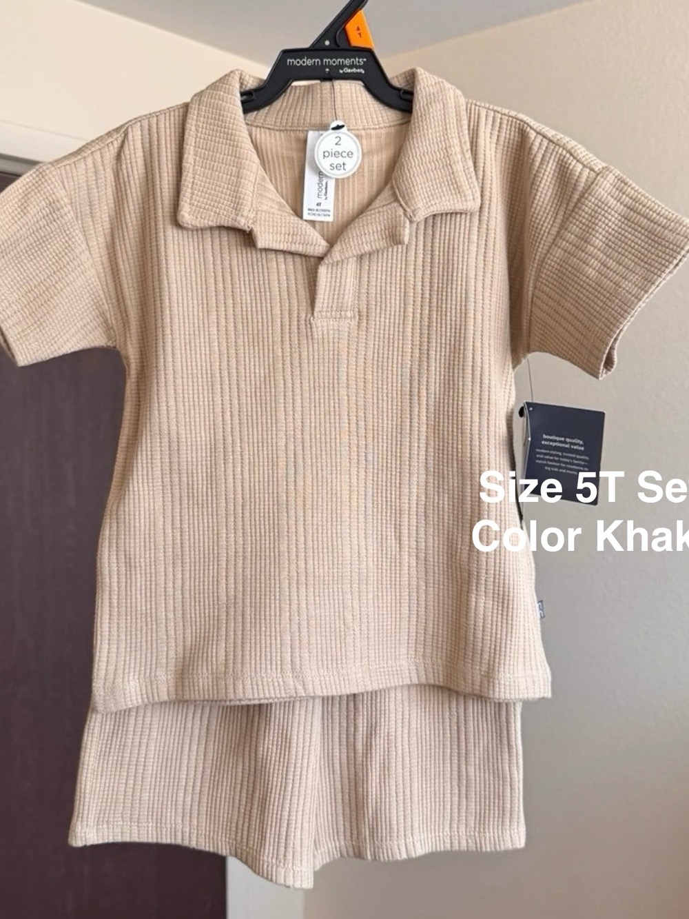 Modern Moments by Gerber Baby and Toddler Boy Johnny Collar Top and Pant Set,5T
